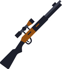 Sniper rifle icon. Weapon symbol. Flat style.
