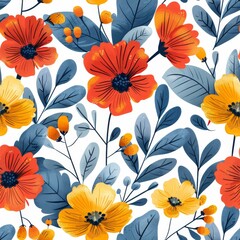 Charming Feminine Seamless Pattern Featuring Colorful Wildflowers on a Soft Background