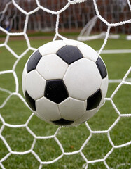 Fototapeta premium soccer ball in the net 