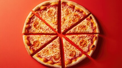 Pizza slices arranged in a circular gradient pattern