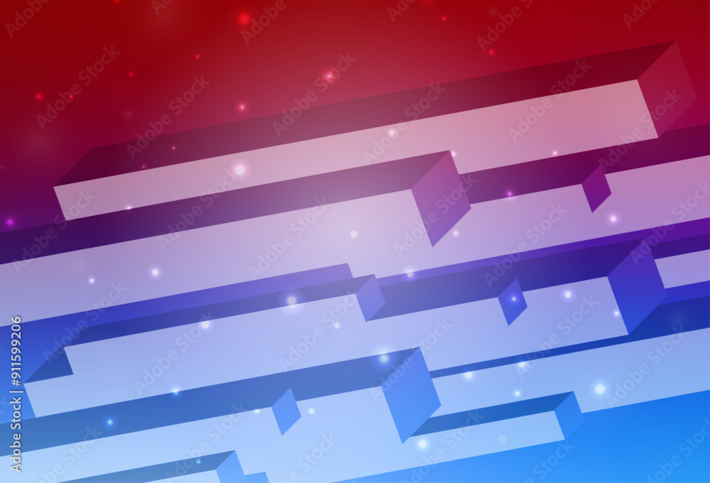 Poster light blue, red vector background with rectangles.