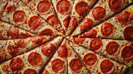 Pizza slices arranged in a circular gradient pattern