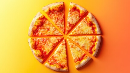 Pizza slices arranged in a circular gradient pattern