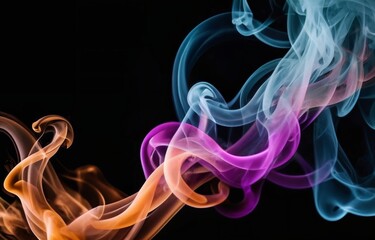 Colourful smoke on dark background.