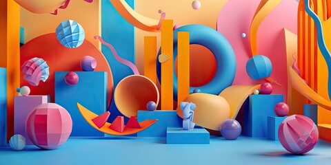 Naklejka premium Abstract colorful 3D geometric shapes.