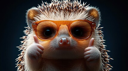 Obraz premium a cute hedgehog wearing sunglasses and doing thumb-up 