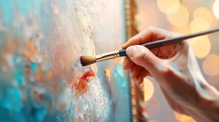 An artist holding a bristle brush, painting a realistic portrait in an elegant frame, photorealistic, studio setting, bright lighting, highresolution 8K , high-resolution, ultra HD,up32K HD