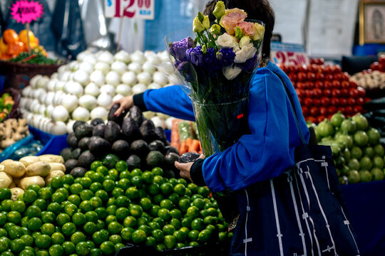 Anonymous person buying groceries 