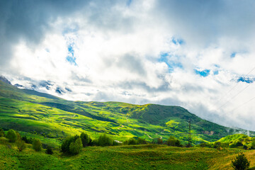 Obraz premium Picturesque mountains in the beautiful clouds of the North Caucasus. Russia