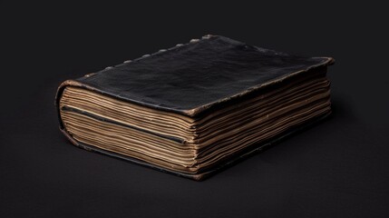 Ultradetailed depiction of a scarce medieval tome with worn leather binding, open to reveal beautifully illustrated pages and ancient text, ideal for captivating Midjourney visuals