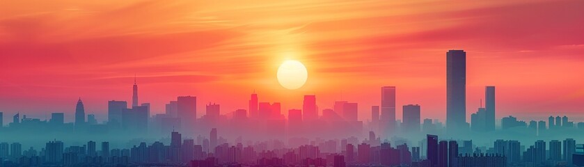 Ultrarealistic image of a futuristic cityscape at sunset, blending unique architectural styles with towering skyscrapers and green spaces, highresolution detailing and vivid colors for Midjourney