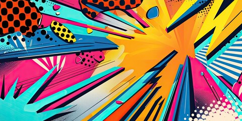 Fototapeta premium Abstract geometric shapes in bright colors.