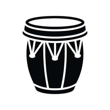 Conga drum flat web icon,Conga logo design. Percussion instrument simple conga drum sign silhouette icon invert color. Conga solid black icon vector design, Musical instruments concept,congas vector