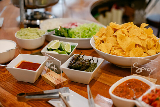 Table of Toppings for Tacos and Nachos