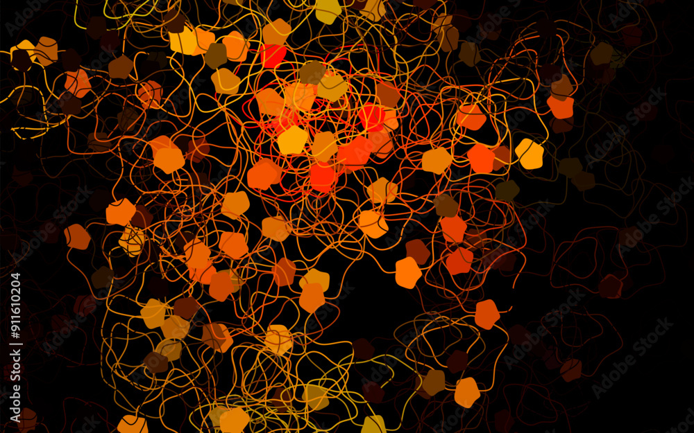 Poster dark red, yellow vector background with abstract shapes.