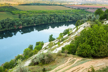 Photo with beautiful landscape and wonderful nature from the north of the Republic of Moldova, Europe. The Dniester River, the most important in Moldova.