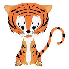 Vector illustration of a cute baby tiger  isolated