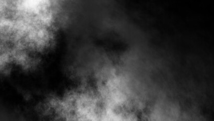 White fog or smoke on black background.	