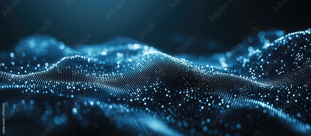 Poster abstract digital particle wave background futuristic pointwave design technology illustration concep