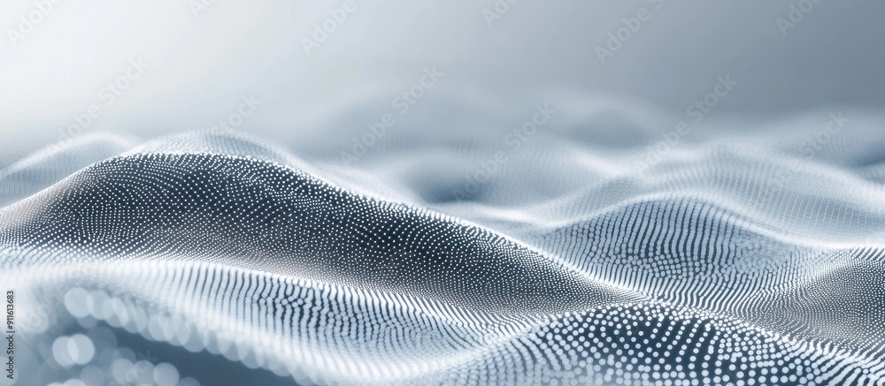 Poster abstract gray and white dot wave texture background representing light technology and big data conce