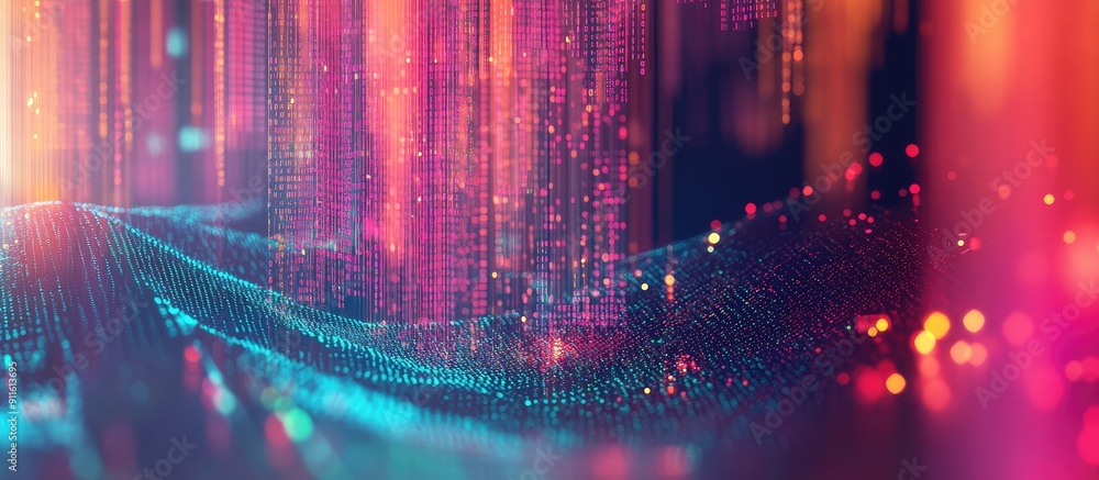 Poster abstract technological backdrop featuring digital information and the concept of big data rendered i