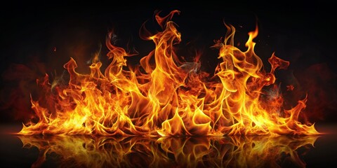 Fototapeta premium Blazing Fire Reflection, Digital Art, Abstract Flame, Burning, Hot , fire, flames