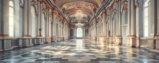 Obraz premium Palace interior with ornate plasterwork, 4K hyperrealistic photo