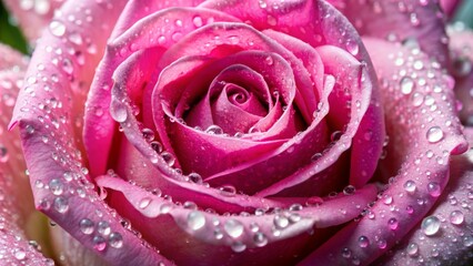 Close-Up of Dewy Pink Rose Petals, Macro Photography, Water Droplets, Flower Beauty, Nature, Rose, Petal
