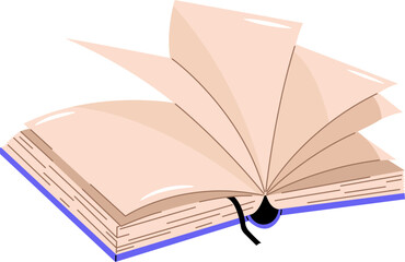 Open book, notebook. Color illustration, vector.