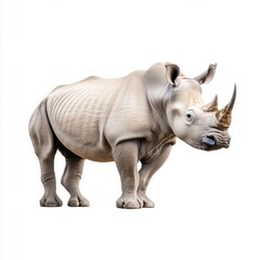 Obraz premium White Rhinoceros Isolated on White Background. Generative ai