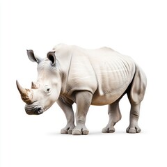 Obraz premium White Rhinoceros Isolated on White Background. Generative ai