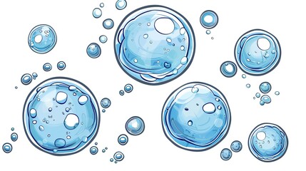 Bubbles illustration. Cartoon bubbles of water or soda. isolated on white background.