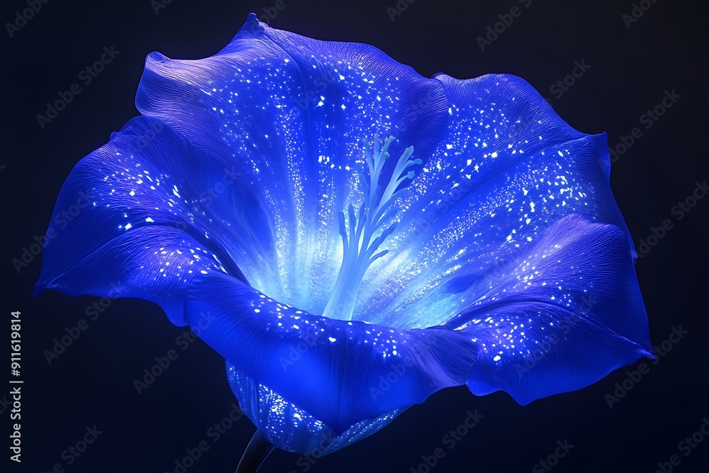 Aufkleber luminous morning glory in glowing sphere with starburst patterns - digital c4d rendering