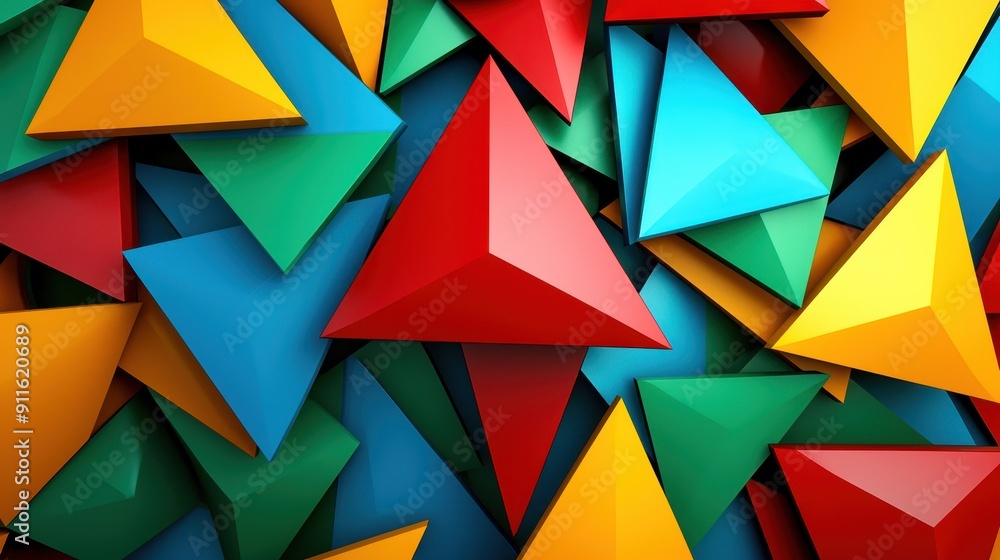 Aufkleber colorful geometric shapes in vibrant hues creating a dynamic and artistic background full of triangl