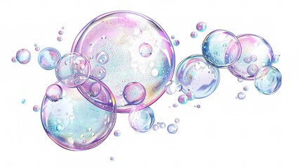 Bubbles illustration. Cartoon bubbles of water or soda. isolated on white background.