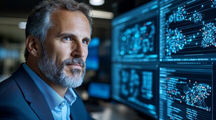 Obraz premium Senior Data Analyst in Modern Office