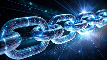 Glowing Digital Chain, Abstract, Technology, Connection, Security