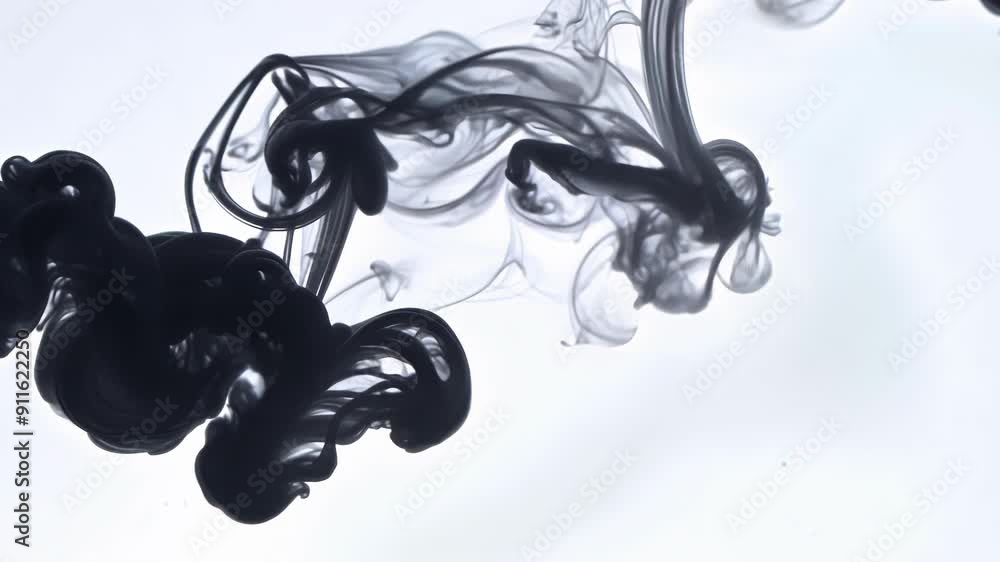 Poster an artistic exploration unfolds as dark shapes dance against an empty white canvas, creating a capti