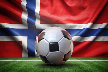 Fototapeta premium Norway flag with soccer ball. Football.