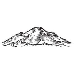 Drawing of a mountain with white background
