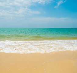 Horizon Landscape summer season panorama front view point tropical sea beach white sand clean and blue sky background calm nature ocean beautiful wave water travel at Sai Kaew Beach thailand holiday