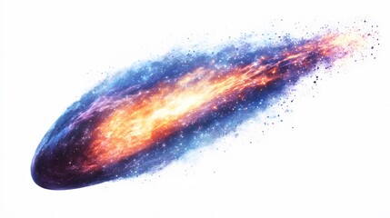 Png comet sticker, 3D rendering, transparent background