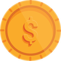Large, shiny gold coin featuring a prominent dollar sign, symbolizing financial prosperity and achievement