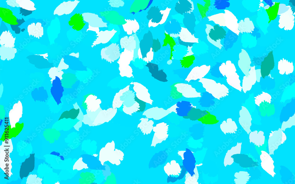 Poster light blue, green vector background with abstract shapes.