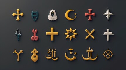 Various religious symbols are incorporated into the design highlighting the diversity and inclusivity of the community.. Vector illustration