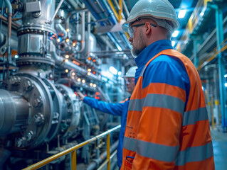 Engineers Inspecting Industrial Machinery in a High-Tech Facility During Day Shift