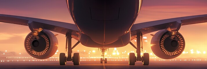 airplane flying with focus on jet engines.