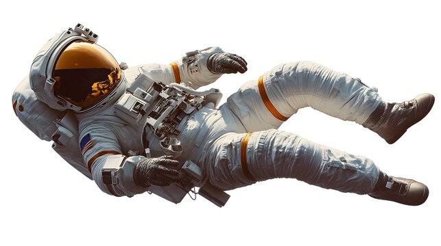 Png astronaut floating sticker, 3D rendering, transparent background
