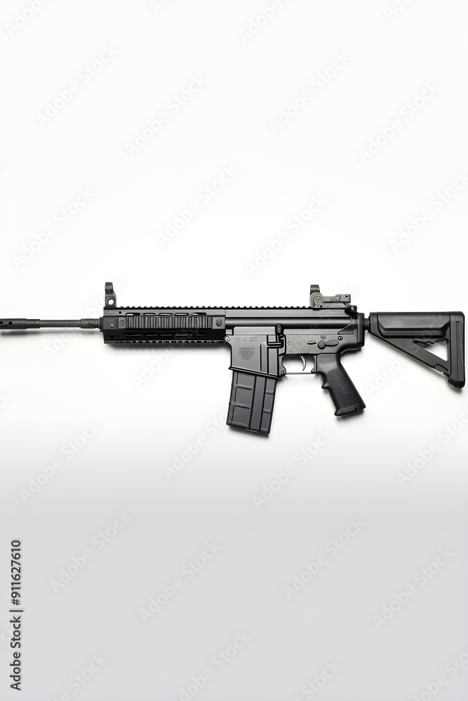 Wall mural High-Resolution Stock Image Showcasing Side-View of FN SCAR 17 Strategic Rifle