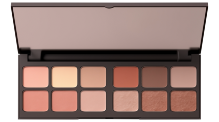 Close Up Brown eyeshadow palette PNG isolated on white and transparent background - Beauty product Makeup Shades mockup facial make-up Powder Highlighter For Makeup artist